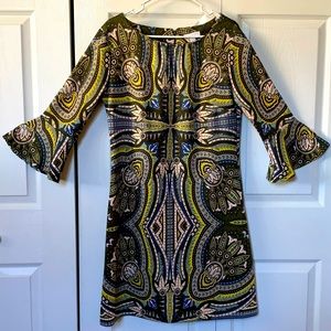 Green, Blue, Yellow & White Dress